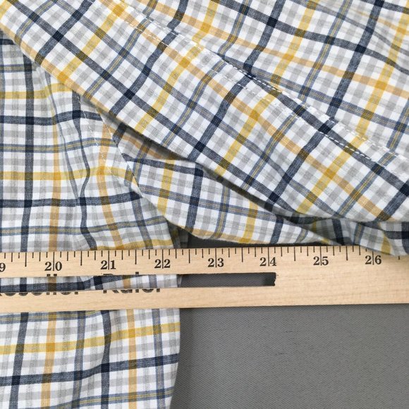 Goodiellow & Co Mens Button Down Shirt Extra Large Gray Yellow White Plaid #0064 - Picture 10 of 11